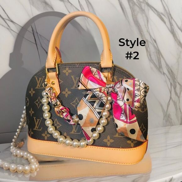 Large Pearl Charm W/Silk scarf Bow STYLE#3 - Picture 3 of 3